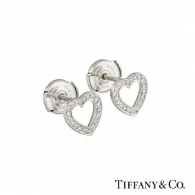 Tiffany & Co Heart Diamond Earrings in Platinum